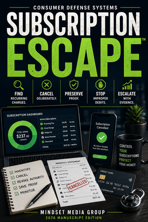Subscription Escape™ cover — recurring charge cancellation, payment control and dispute guide
