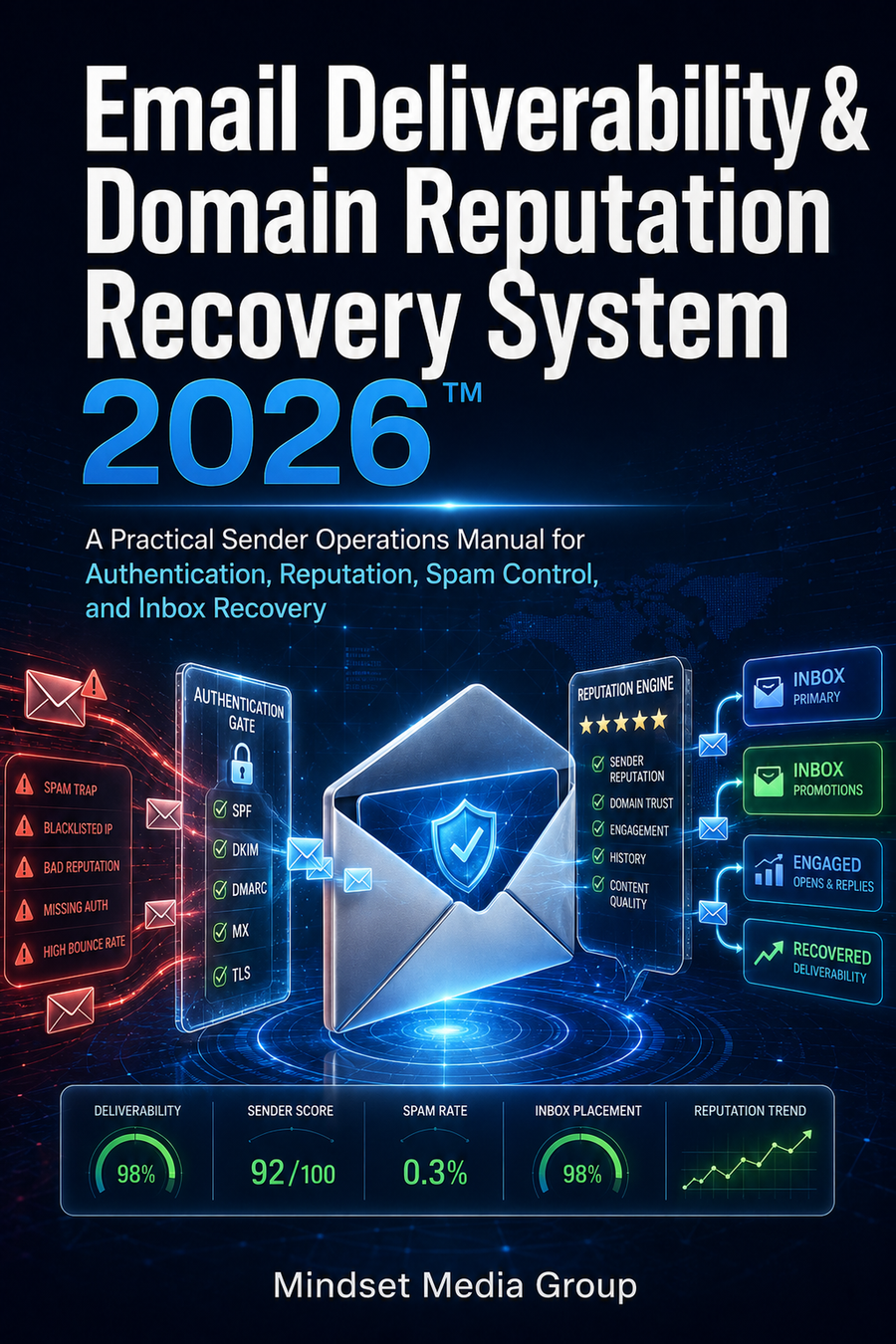 Cover of Email Deliverability & Domain Reputation Recovery System 2026™ by Mindset Media Group