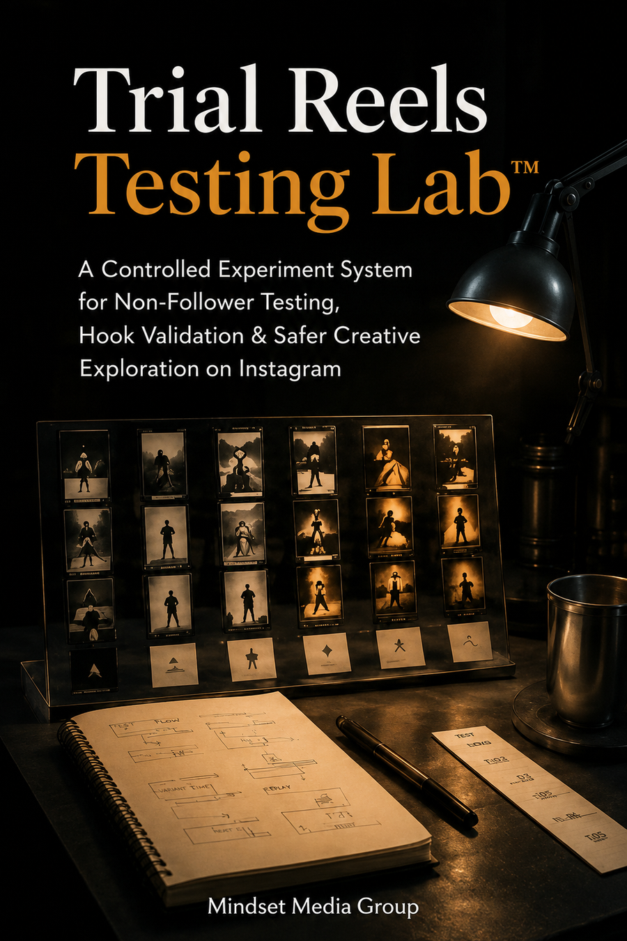 Trial Reels Testing Lab™ cover — Mindset Media Group guide to Instagram Trial Reels, non-follower testing, hook validation, retention and safer creative experiments.