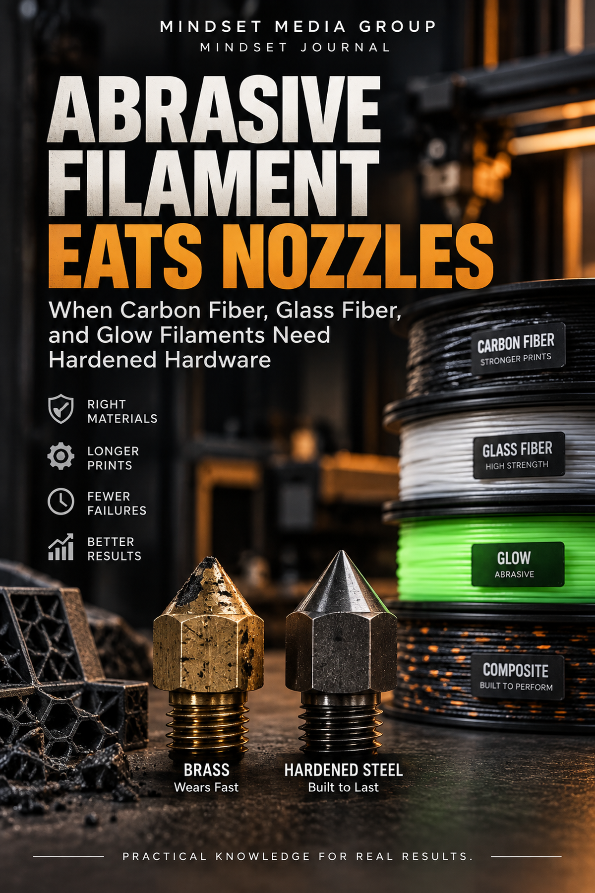 Abrasive Filament Eats Nozzles — Mindset Journal cover