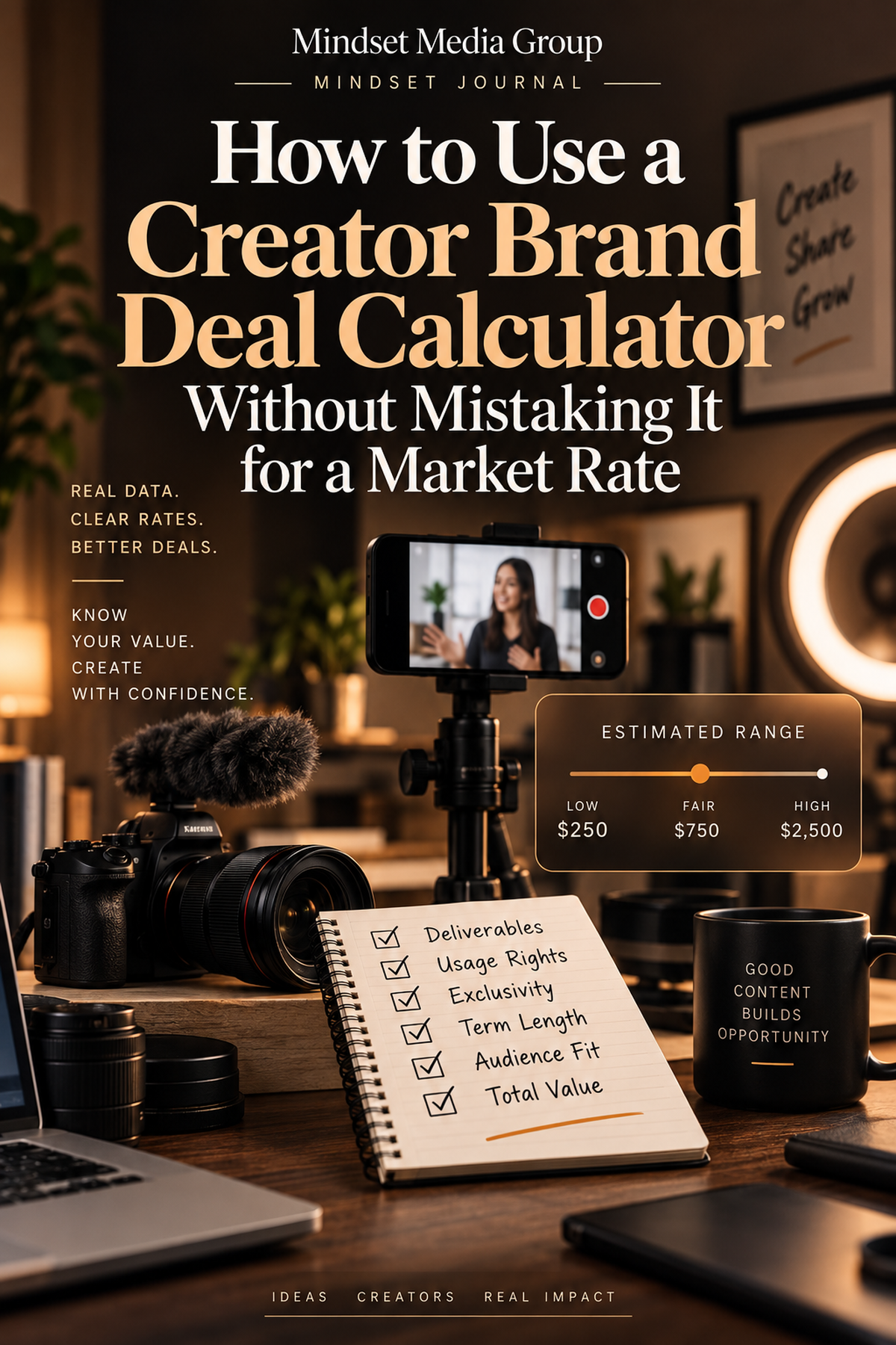 Creator brand deal calculator Journal cover by Mindset Media Group