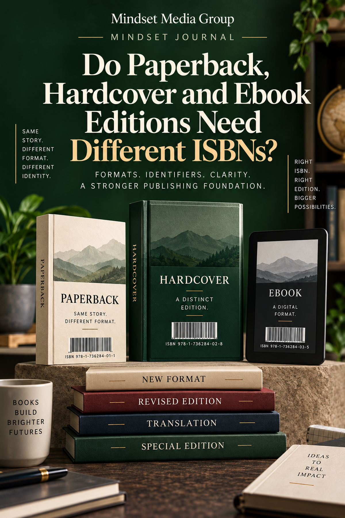 Paperback hardcover and ebook ISBN formats Journal cover by Mindset Media Group