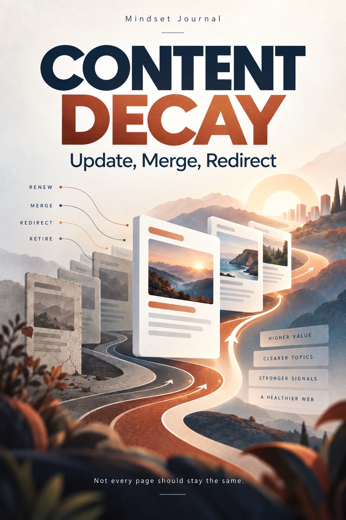Content decay update merge redirect featured image
