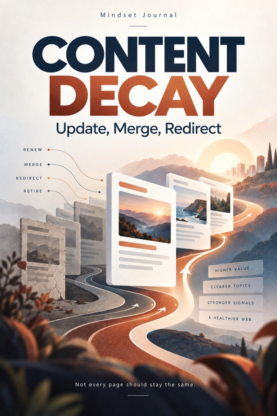 Content decay update merge redirect featured image