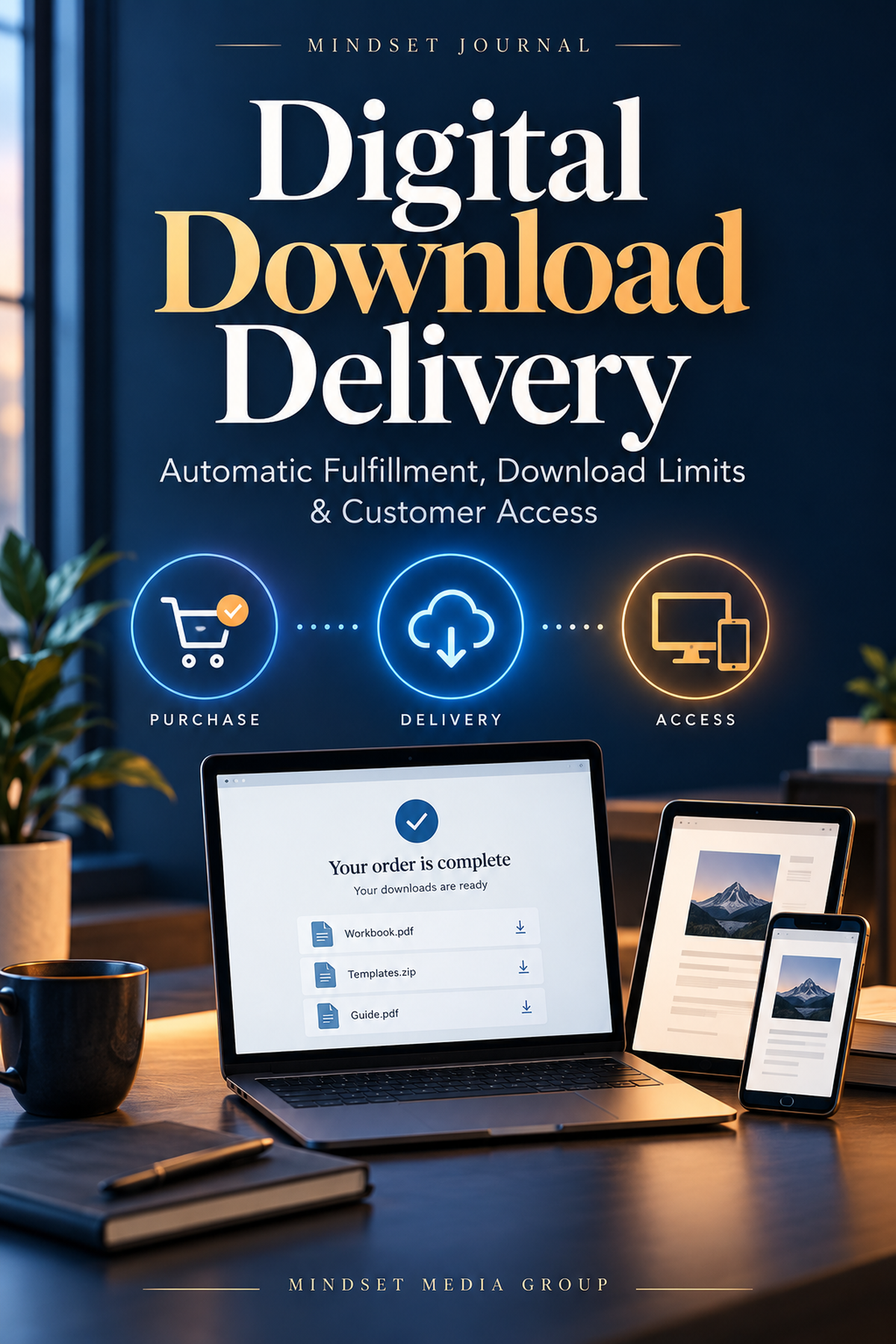Mindset Journal cover for digital download delivery and customer access guide