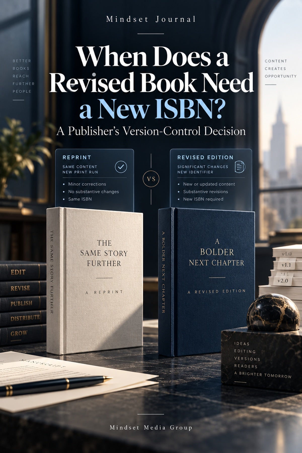 Mindset Journal cover comparing a reprint with a revised book edition and ISBN decision.