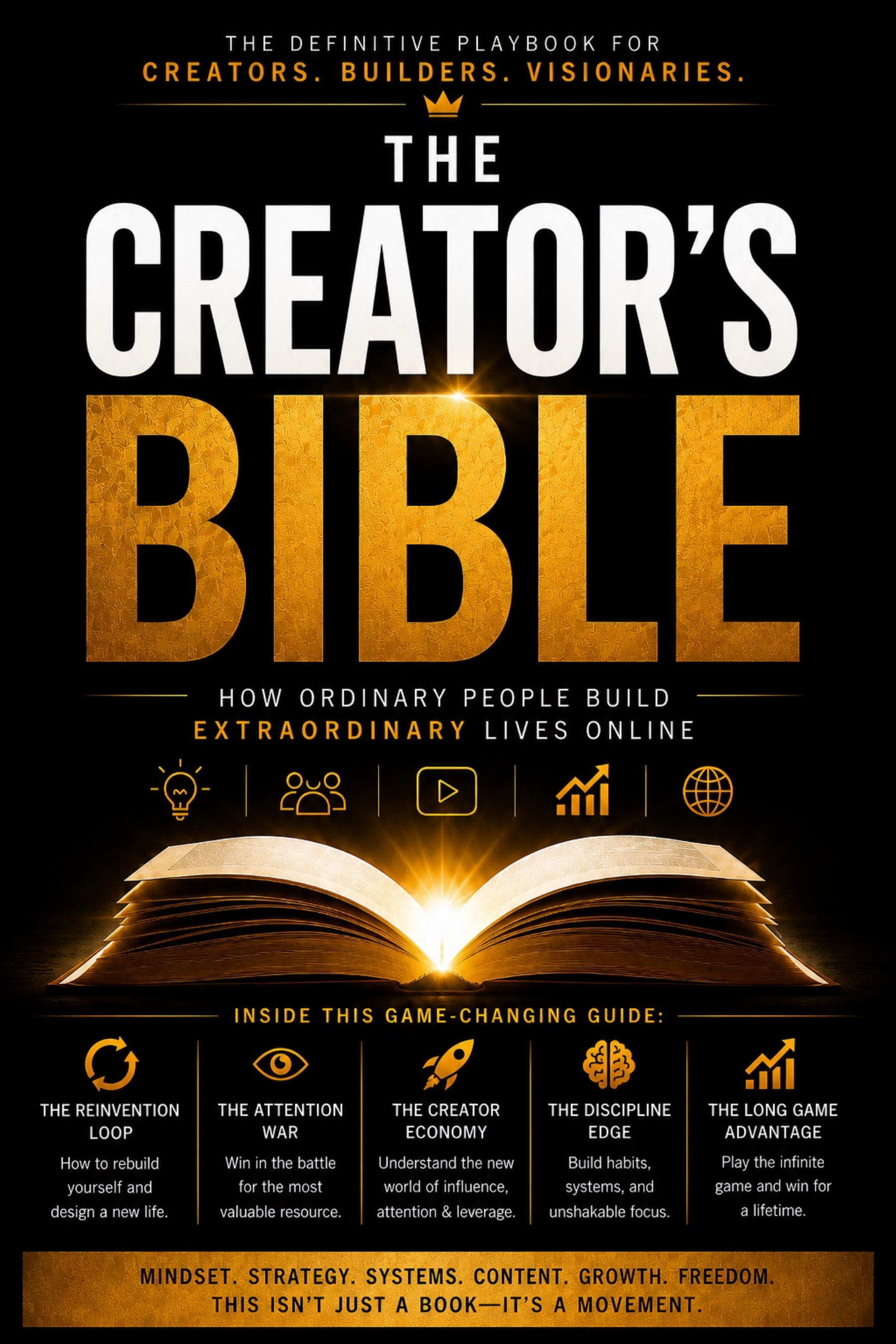 The Creator's Bible digital book cover - the definitive playbook for creators, builders, and visionaries by Mindset Media Group