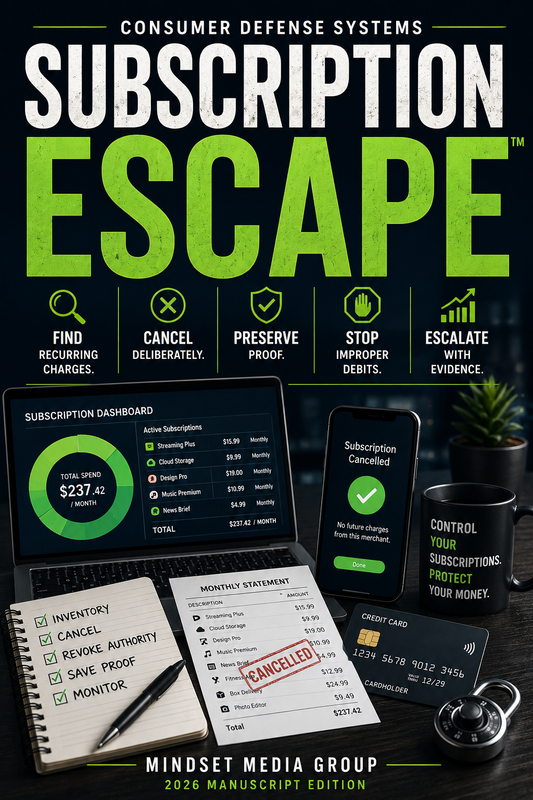 Subscription Escape™ — approved 2:3 portrait cover by Mindset Media Group