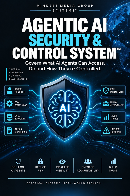 Agentic AI Security & Control System™ — approved 2:3 portrait cover by Mindset Media Group