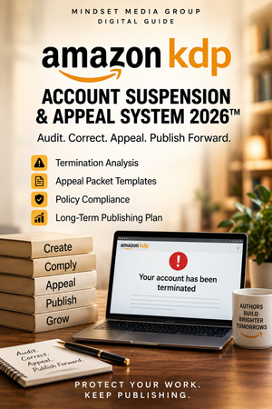 Amazon KDP Account Suspension & Appeal System 2026™ — approved 2:3 portrait cover by Mindset Media Group