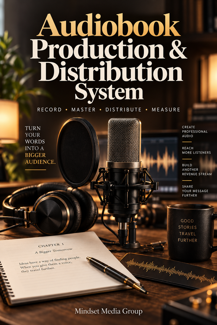 Audiobook Production & Distribution System™ — approved 2:3 portrait cover by Mindset Media Group
