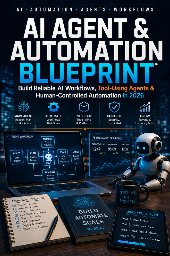 AI Agent & Automation Blueprint™ digital guide cover by Mindset Media Group