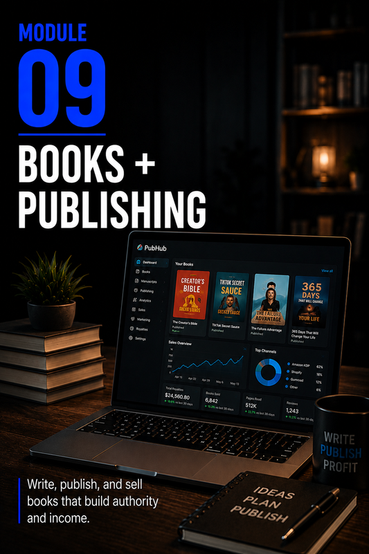 The Creator Come-Up™ — Module 9 Books + Publishing — portrait cover by Mindset Media Group