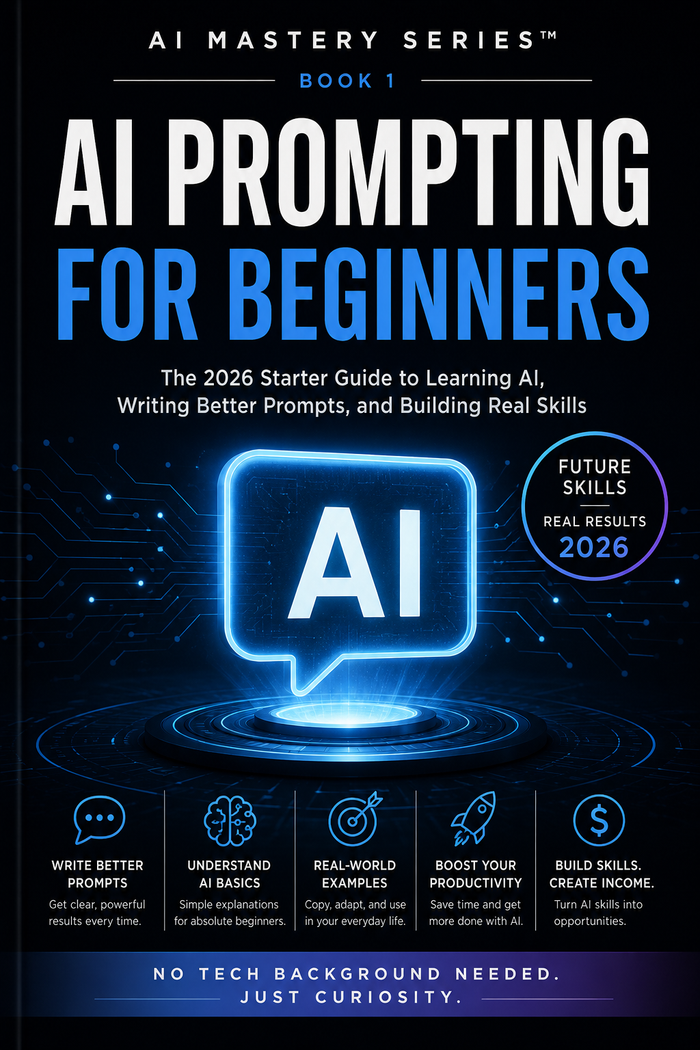 AI Prompts For Beginners™ digital guide cover by Mindset Media Group