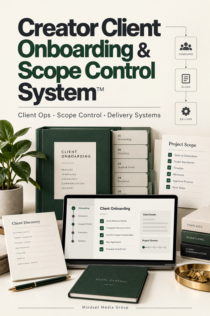 Creator Client Onboarding & Scope Control System™ — official digital product cover
