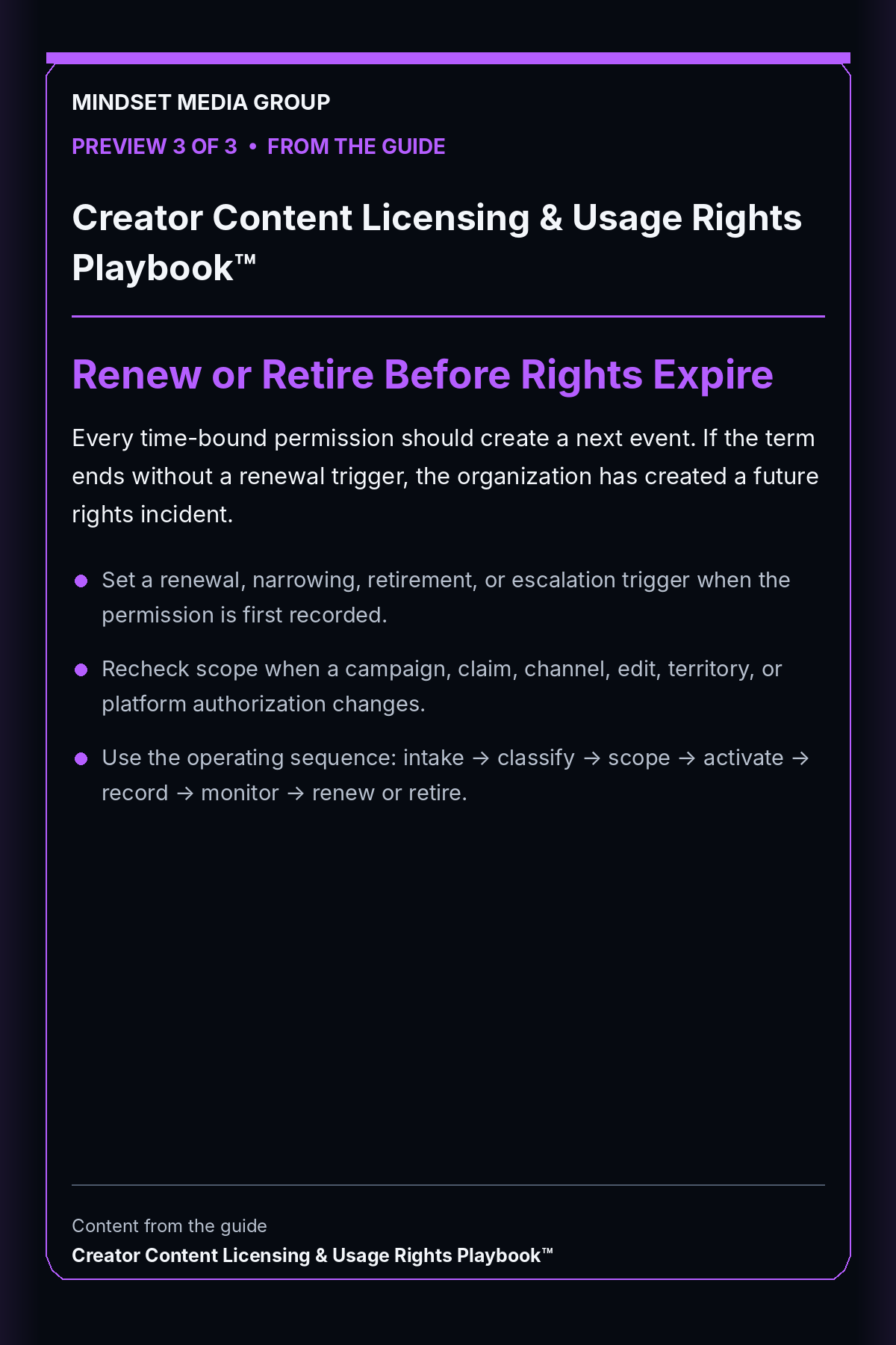Creator Content Licensing & Usage Rights Playbook™ — Preview 03 of 3 — Renew or Retire Before Rights Expire