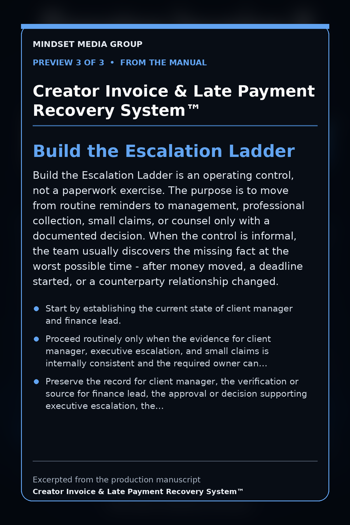 Creator Invoice & Late Payment Recovery System™ — preview 3 of 3 — Build the Escalation Ladder