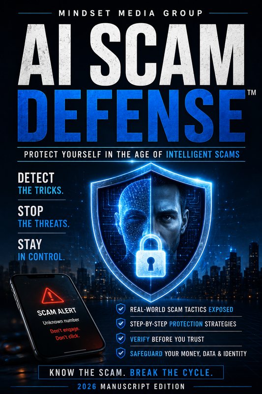 AI Scam Defense™ — approved 2:3 portrait cover by Mindset Media Group