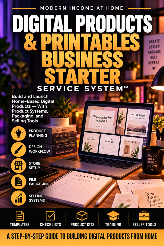 Digital Products & Printables Business Starter Service System™ — approved 2:3 portrait cover by Mindset Media Group