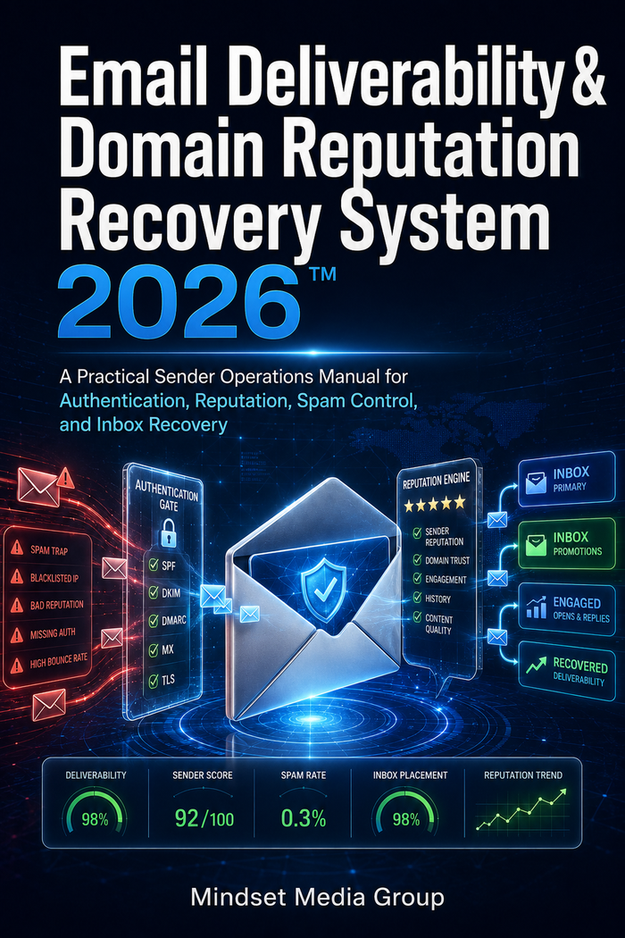 Cover of Email Deliverability & Domain Reputation Recovery System 2026™ by Mindset Media Group