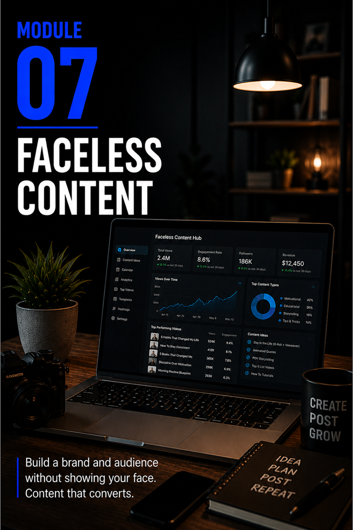 The Creator Come-Up™ — Module 07 Faceless Content — portrait cover by Mindset Media Group™