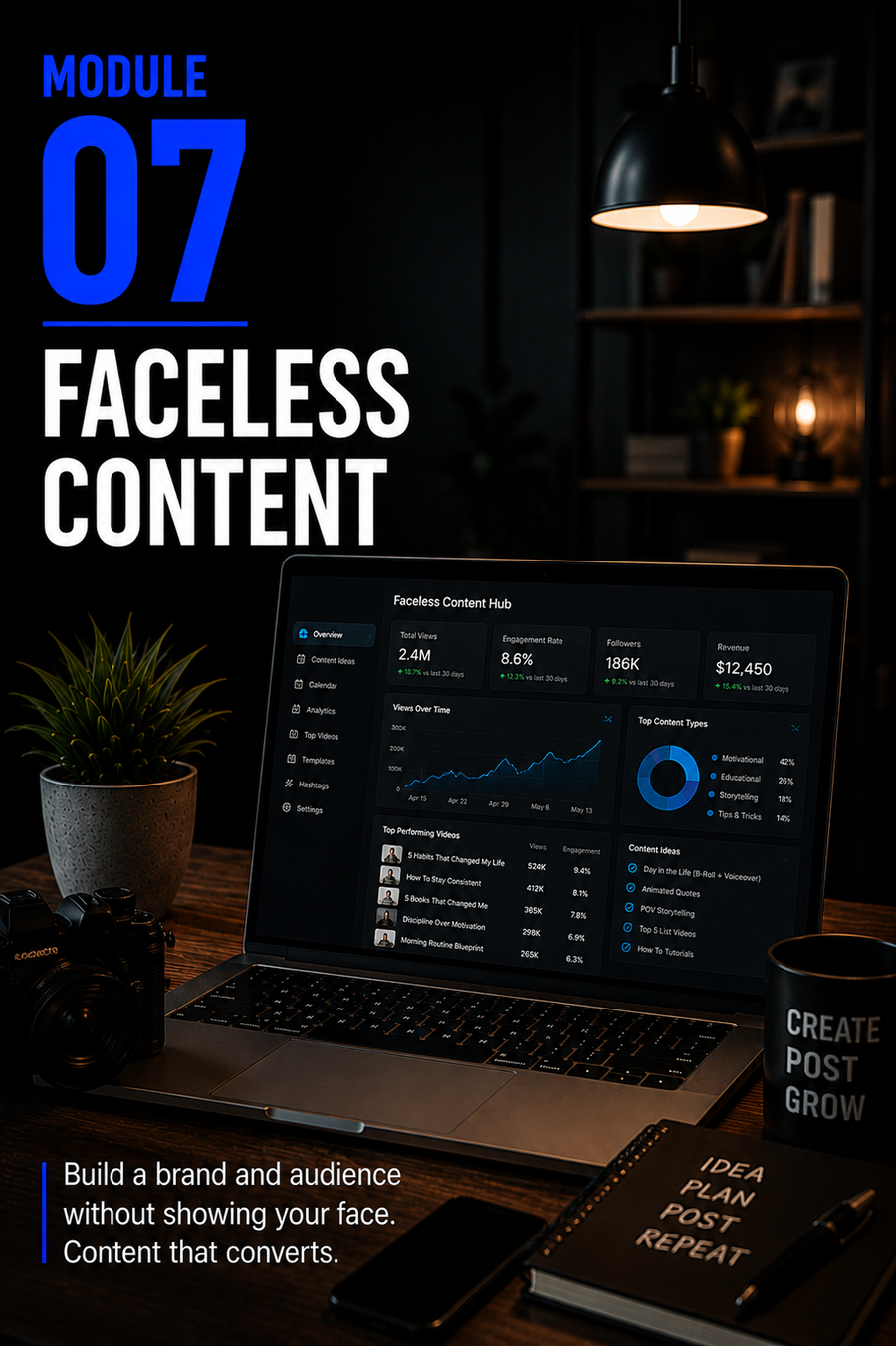 The Creator Come-Up™ — Module 07 Faceless Content — portrait cover by Mindset Media Group™