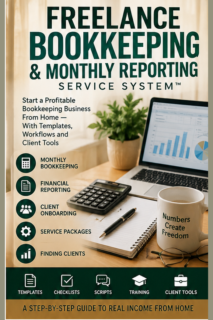 Freelance Bookkeeping & Monthly Reporting Service System™ — approved 2:3 portrait cover by Mindset Media Group