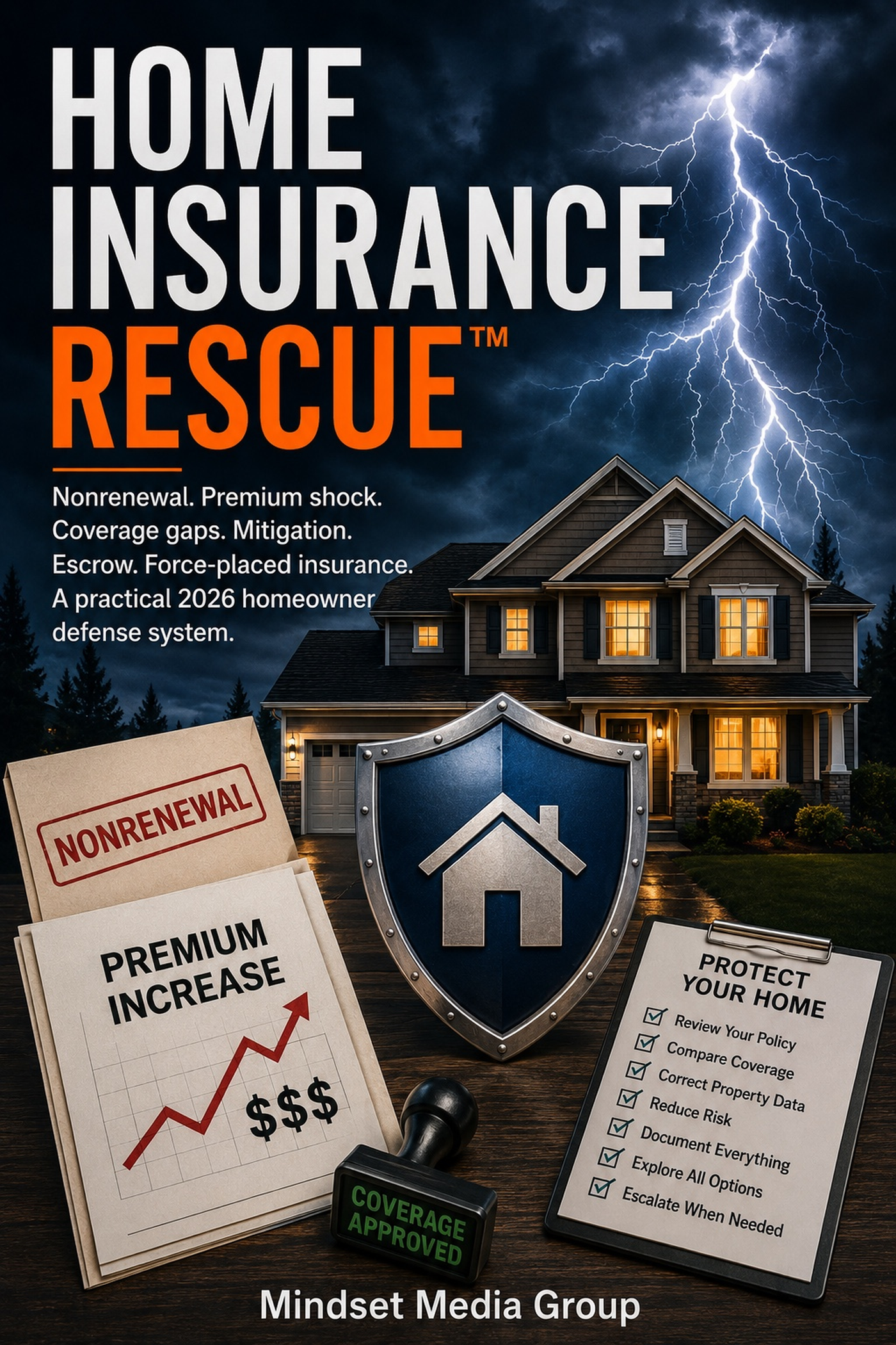 Home Insurance Rescue™ cover — nonrenewal, premium shock, coverage gaps, mitigation, escrow and force-placed insurance guide