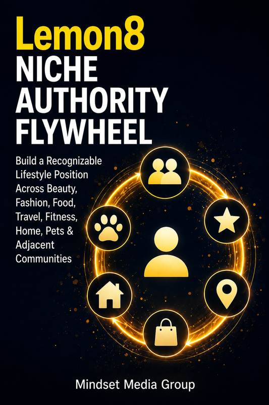 Lemon8 Niche Authority Flywheel™ — approved 2:3 portrait cover by Mindset Media Group