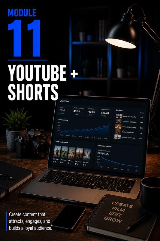 The Creator Come-Up™ — Module 11 YouTube + Shorts — portrait cover by Mindset Media Group