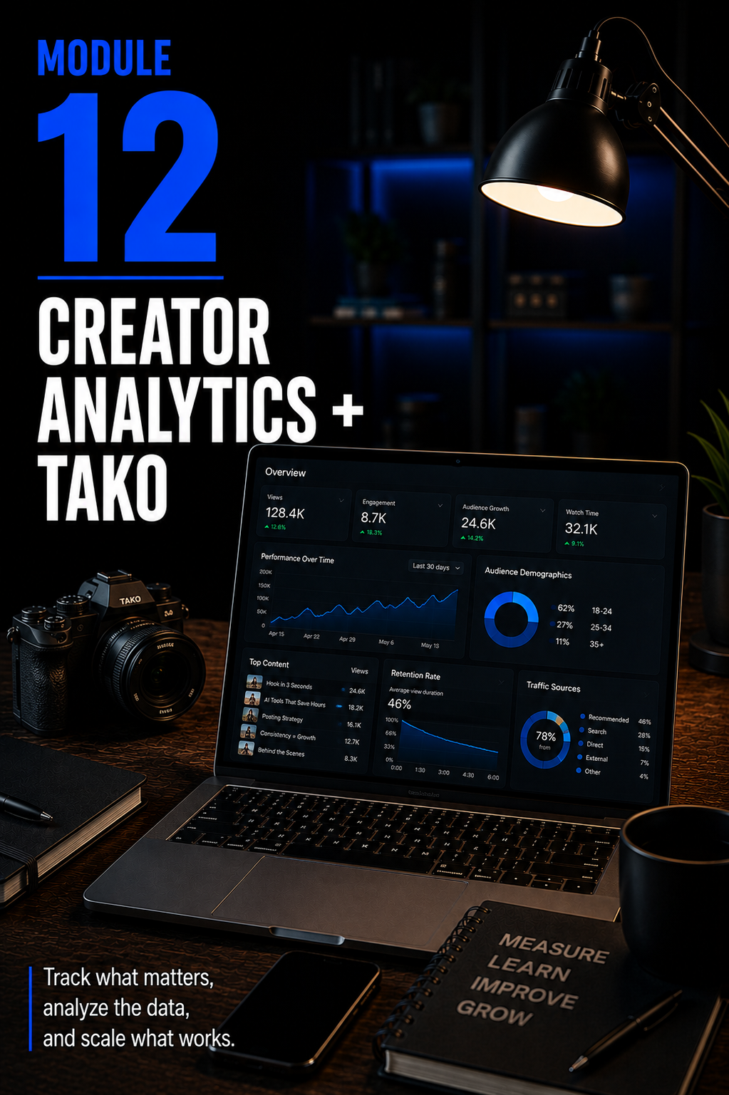 The Creator Come-Up™ — Module 12 Creator Analytics + TAKO — portrait cover by Mindset Media Group