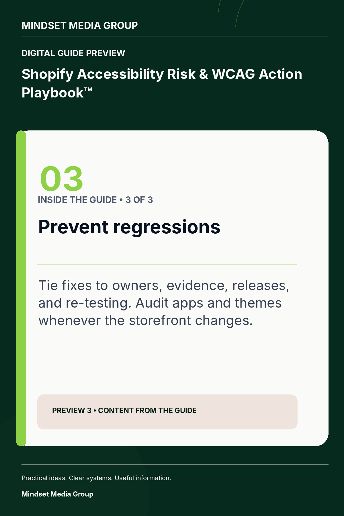 Shopify Accessibility Risk & WCAG Action Playbook™ — canonical preview 03 of 3