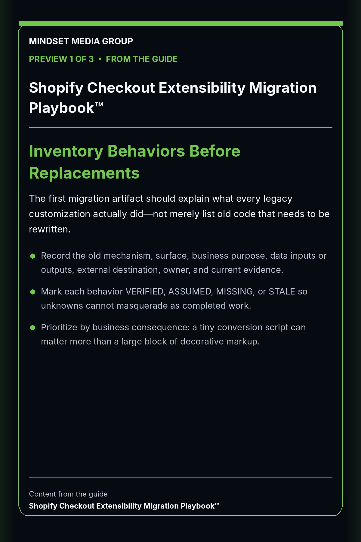 Shopify Checkout Extensibility Migration Playbook™ — Preview 01 of 3 — Inventory Behaviors Before Replacements