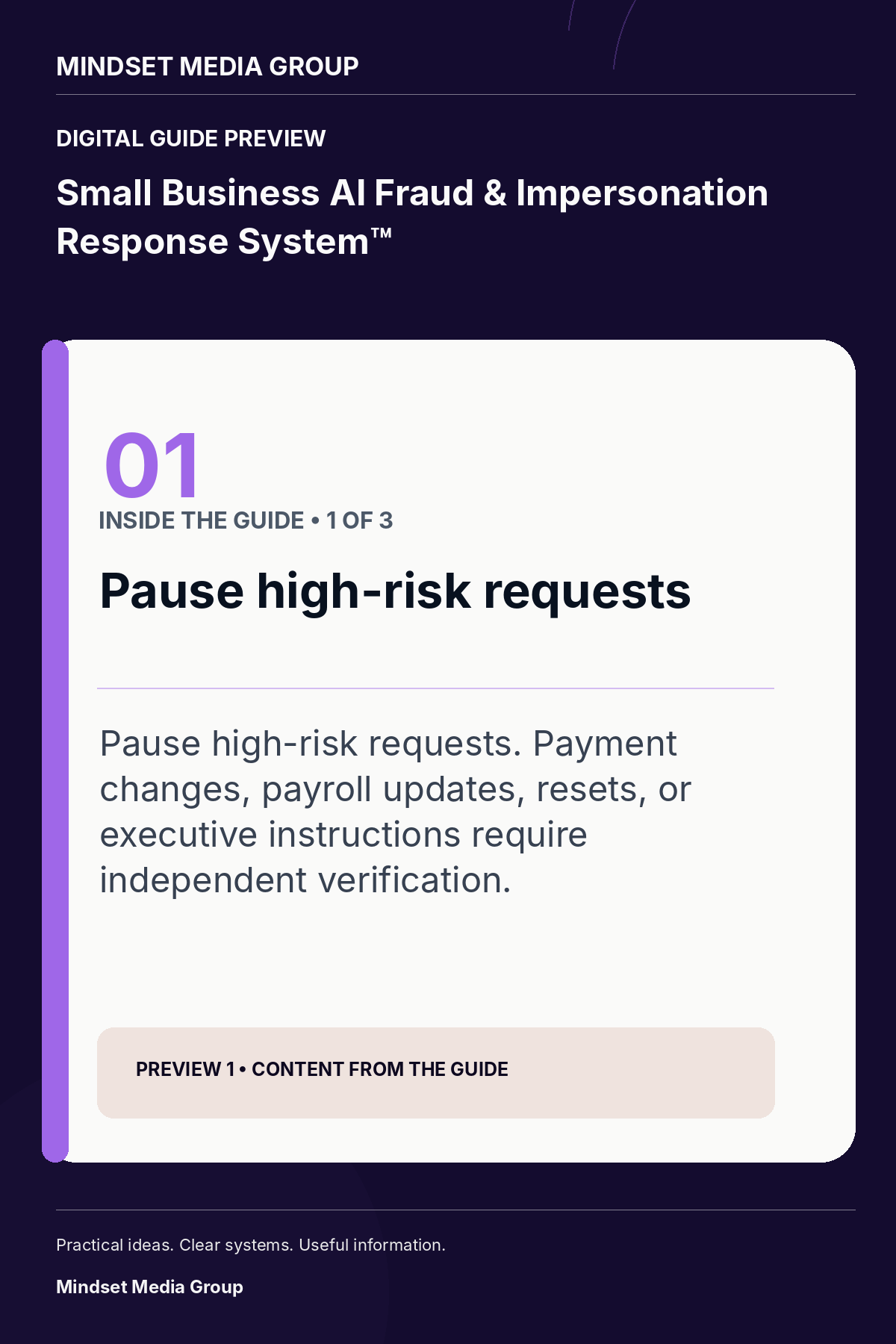 Small Business AI Fraud & Impersonation Response System™ — canonical preview 01 of 3