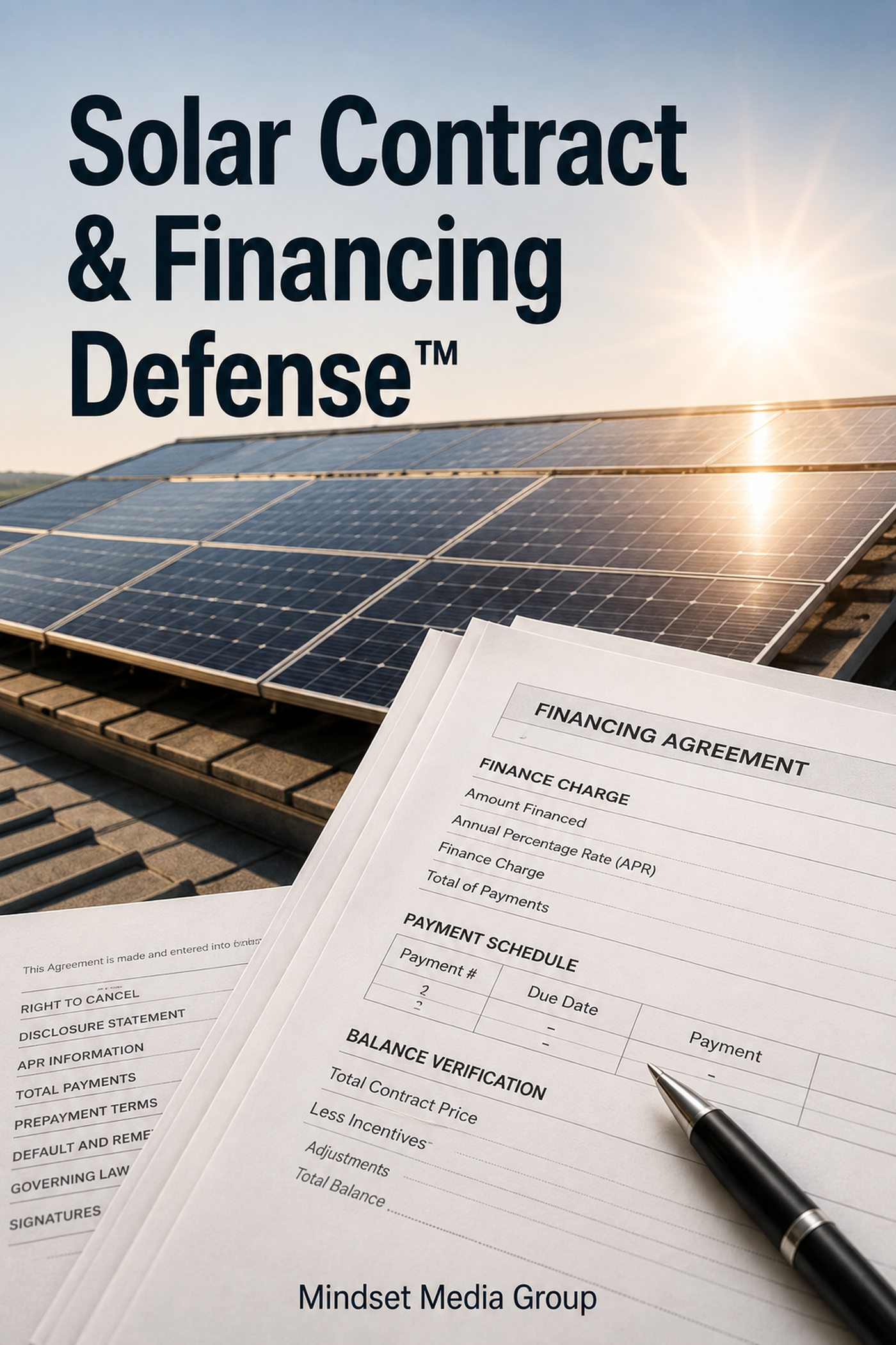 Solar Contract & Financing Defense™ — approved 2:3 portrait cover by Mindset Media Group