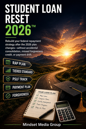 Student Loan Reset 2026™ cover — federal repayment changes, forgiveness records, consolidation risk and payment reset guide