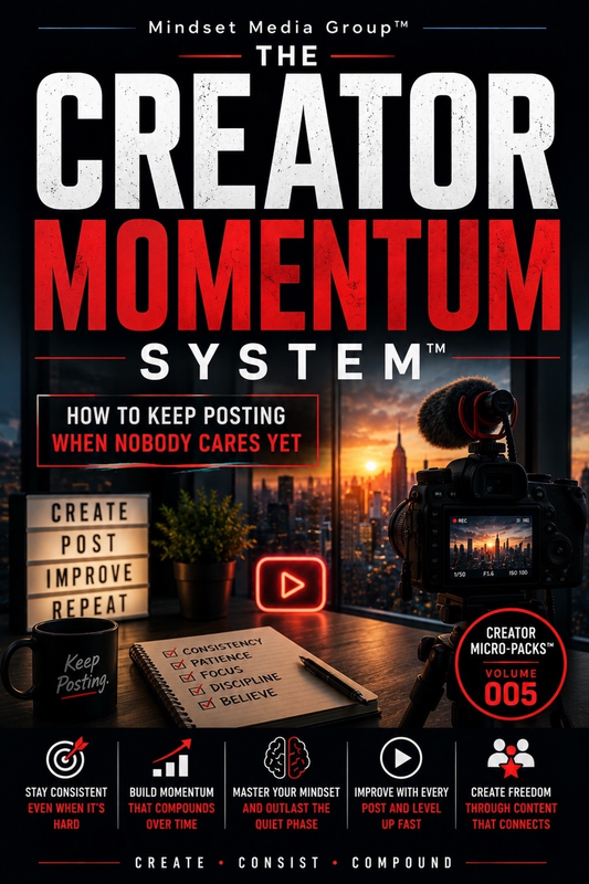 The Creator Momentum System™ digital guide by Mindset Media Group — creator productivity, consistent output, low-friction systems, and repeatable momentum workflows.