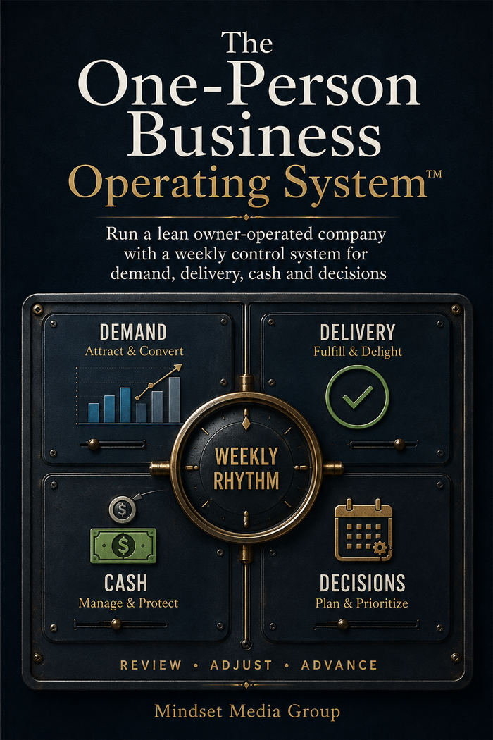 The One-Person Business Operating System™ — approved 2:3 portrait cover by Mindset Media Group