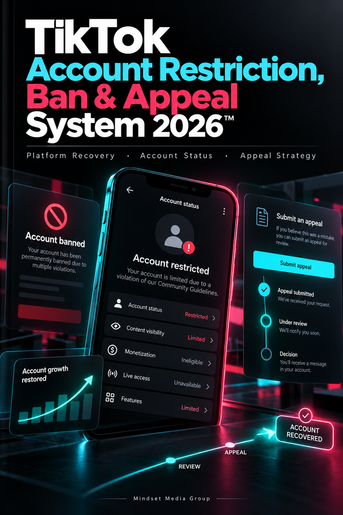 TikTok Account Restriction, Ban & Appeal System 2026™ — official digital product cover
