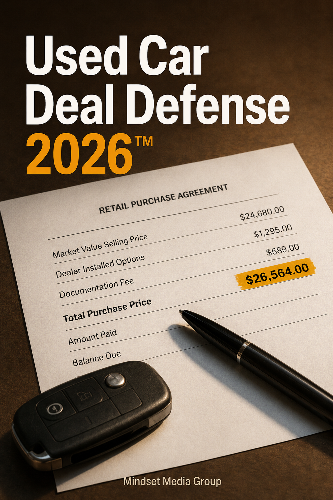Used Car Deal Defense 2026™ — approved 2:3 portrait cover by Mindset Media Group