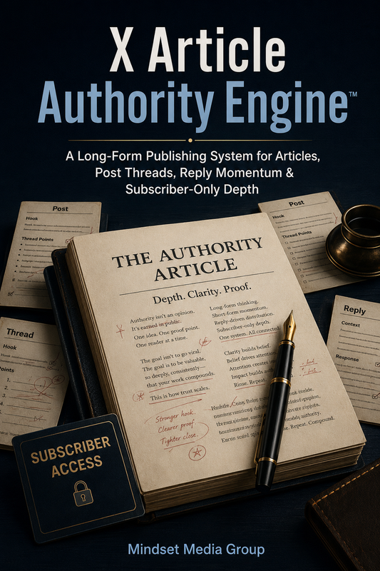 X Article Authority Engine™ — approved 2:3 portrait cover by Mindset Media Group