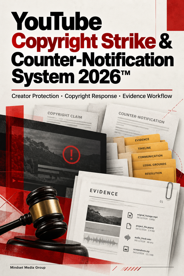 YouTube Copyright Strike & Counter-Notification System 2026™ — official digital product cover