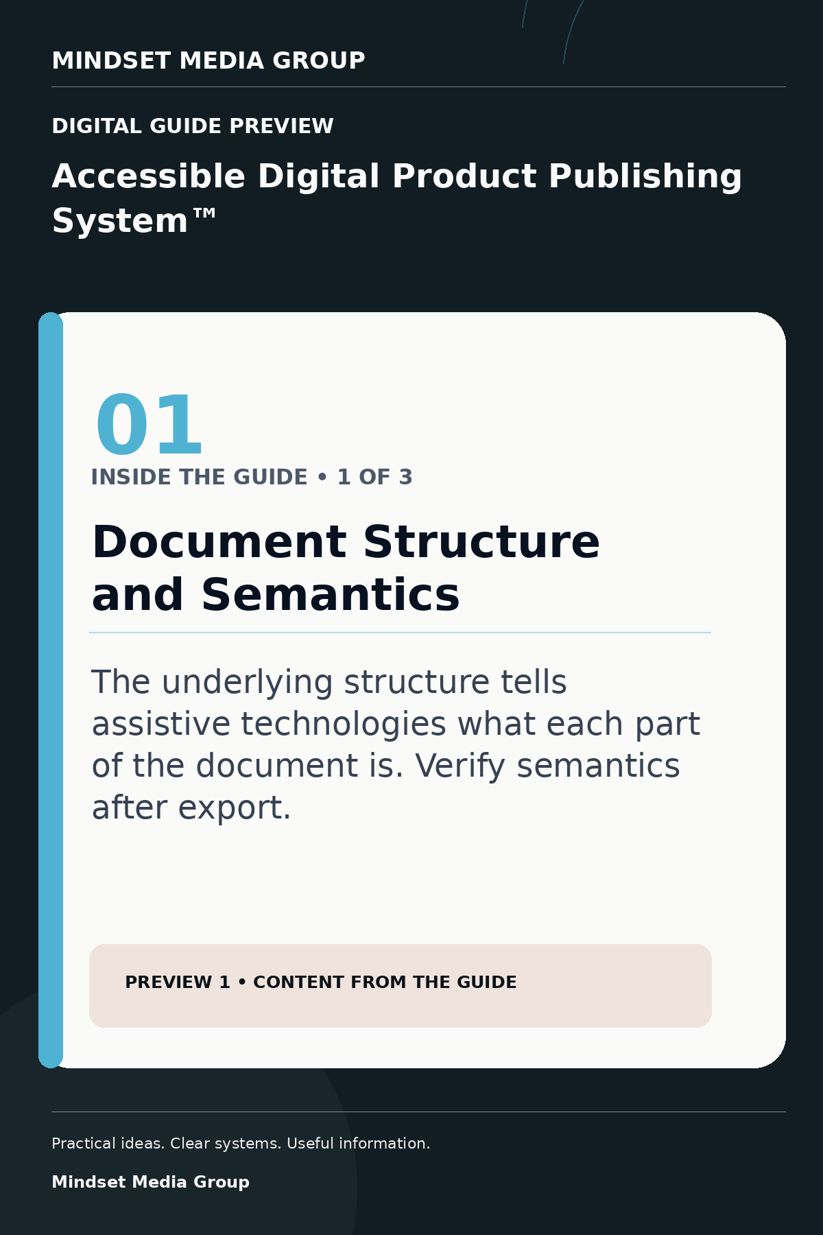 Accessible Digital Product Publishing System™ — Preview 01 of 3 — content from the guide