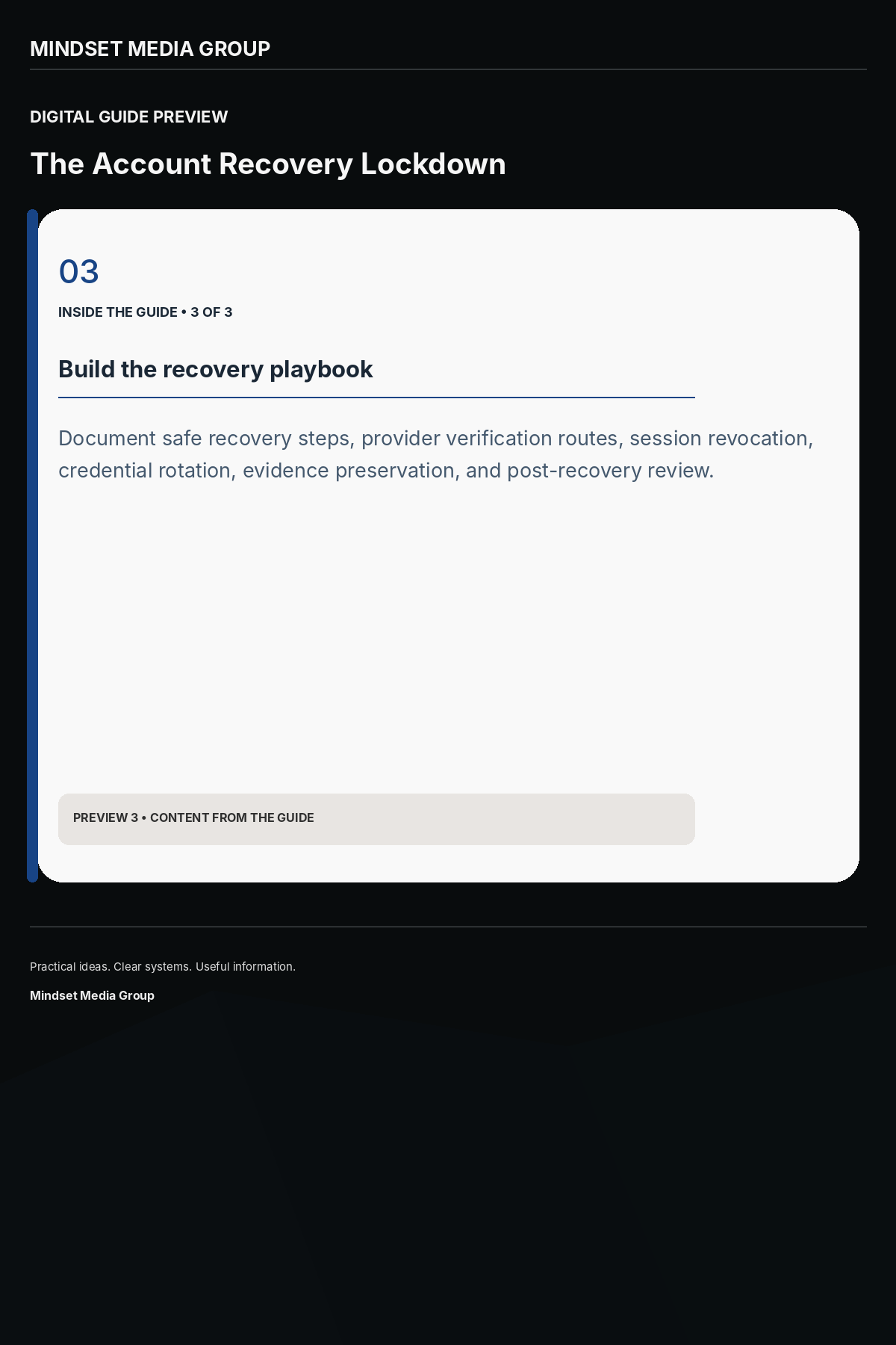 The Account Recovery Lockdown — Preview 03 of 3 — content from the guide