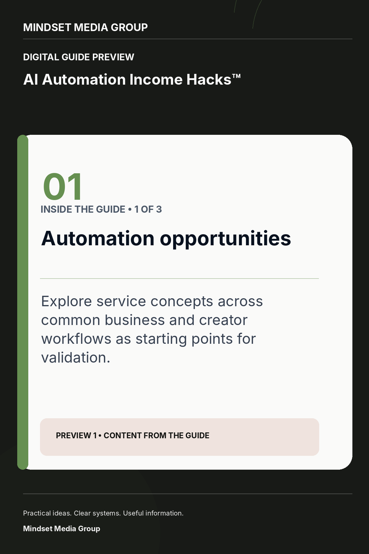 AI Automation Income Hacks™ — Preview 01 of 3 — content from the guide