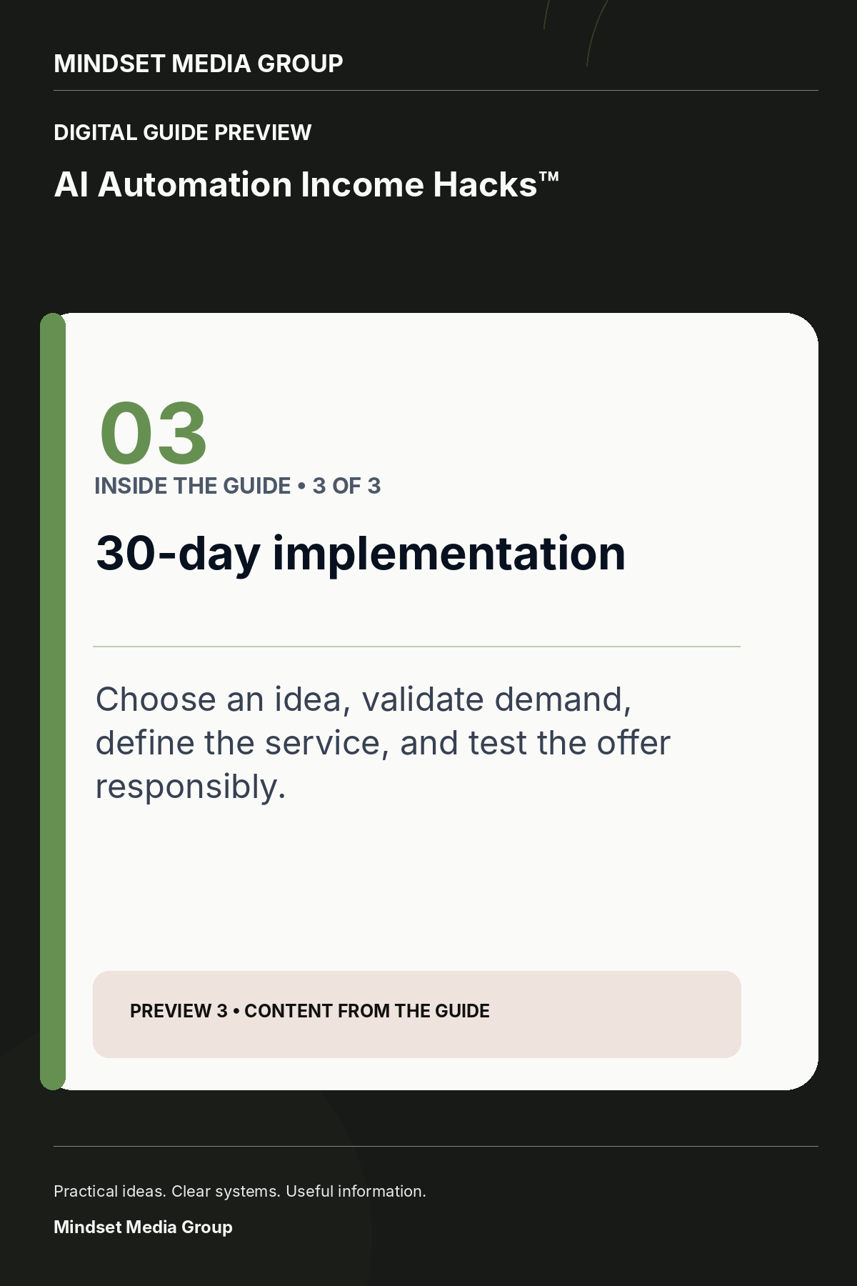 AI Automation Income Hacks™ — Preview 03 of 3 — content from the guide