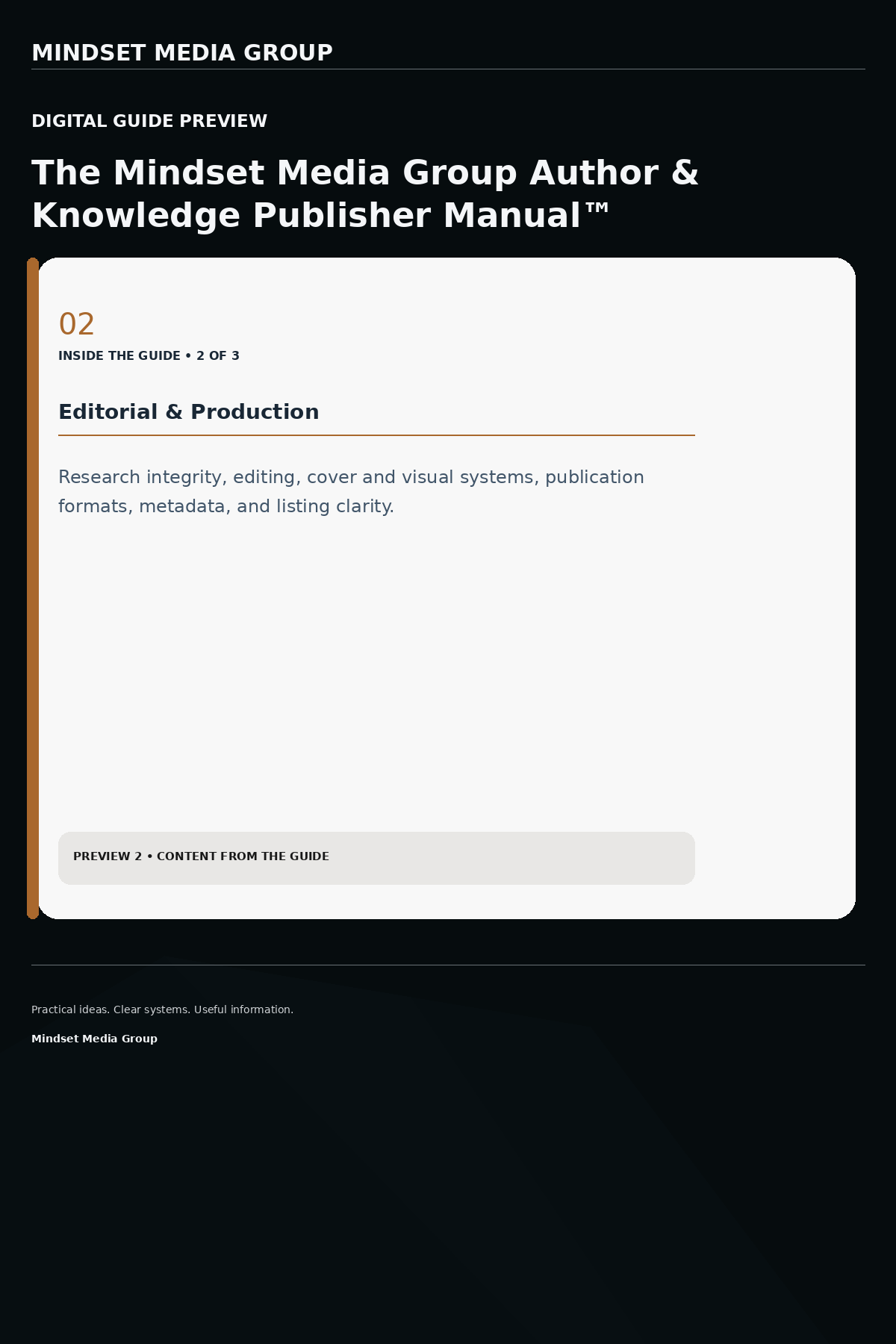 The Mindset Media Group Author & Knowledge Publisher Manual™ — Preview 02 of 3 — content from the guide