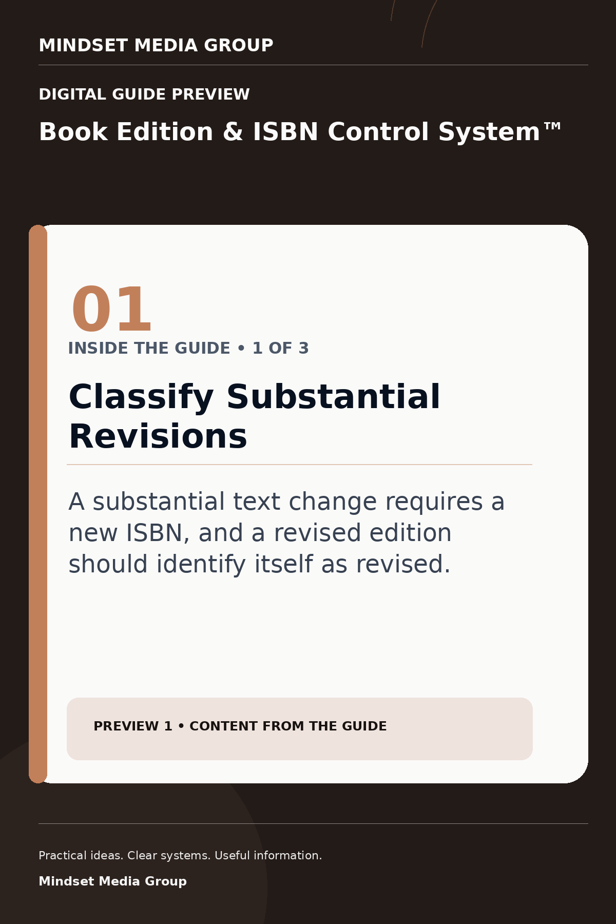 Book Edition & ISBN Control System™ — Preview 01 of 3 — content from the guide