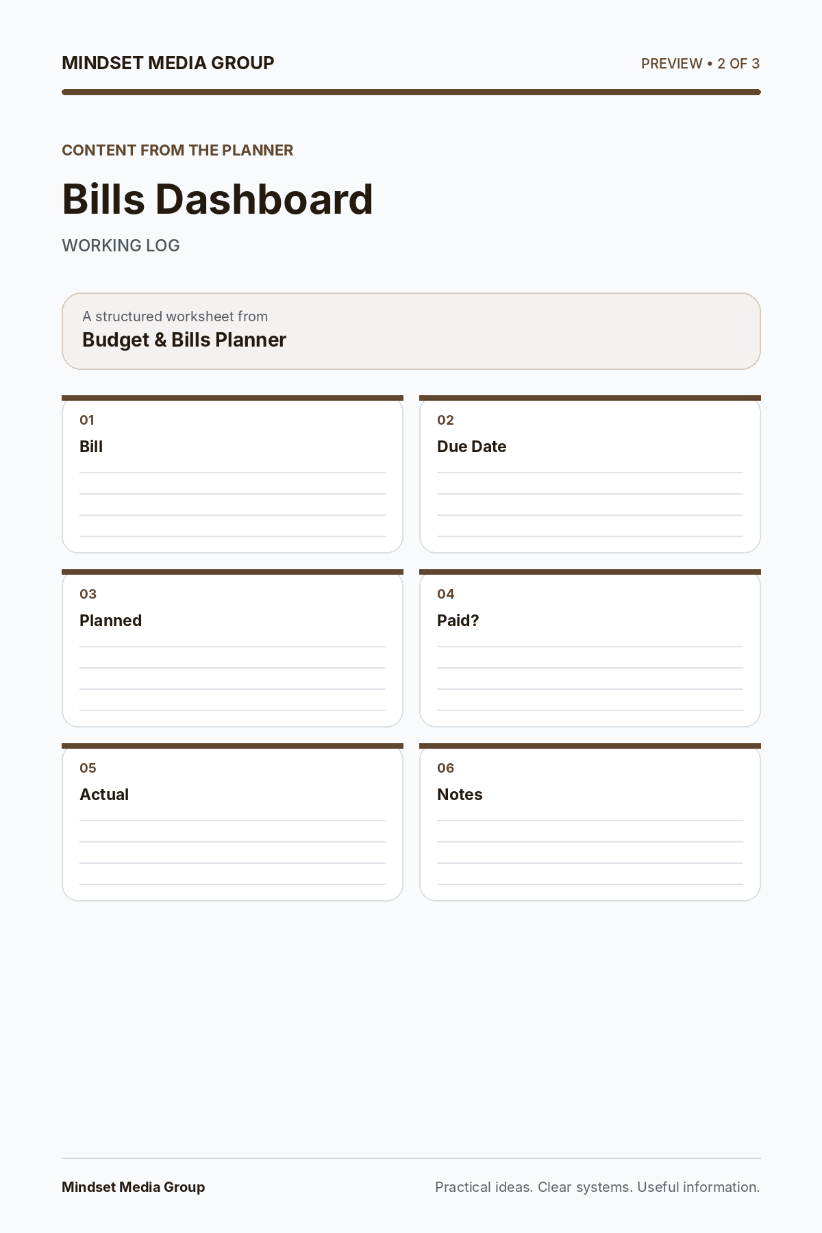 Budget & Bills Planner — Preview 02 of 3 — content from the guide