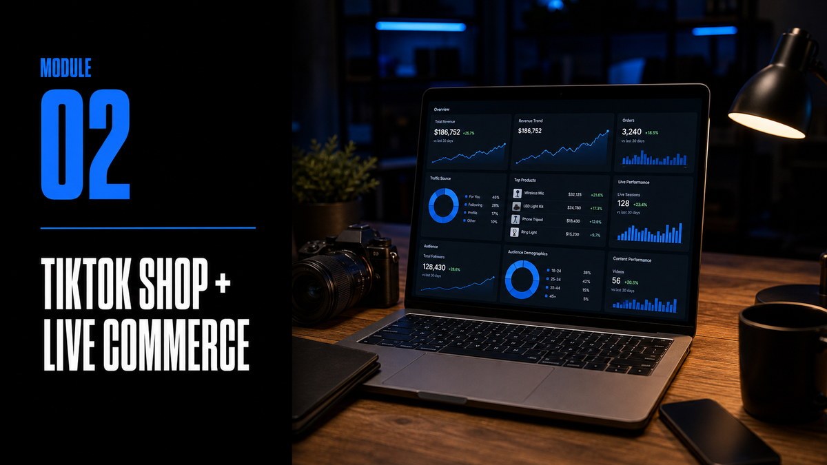 The Creator Come-Up™ Module 02 — TikTok Shop + Live Commerce wide landing image by Mindset Media Group™